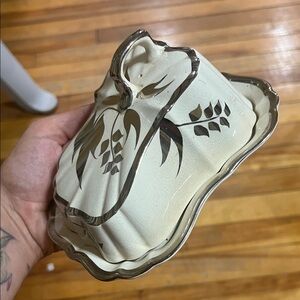 Vintage Cream and Silver Butter Dish